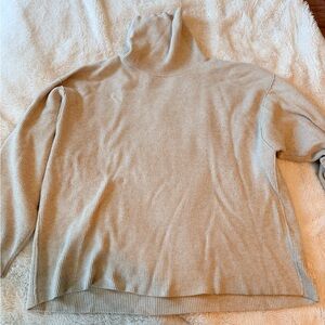 Free People Beige Ribbed Knit Turtleneck Sweater - Sz Large